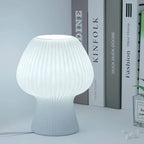 Cute Ribbed Glass Mushroom Bedside Lamp