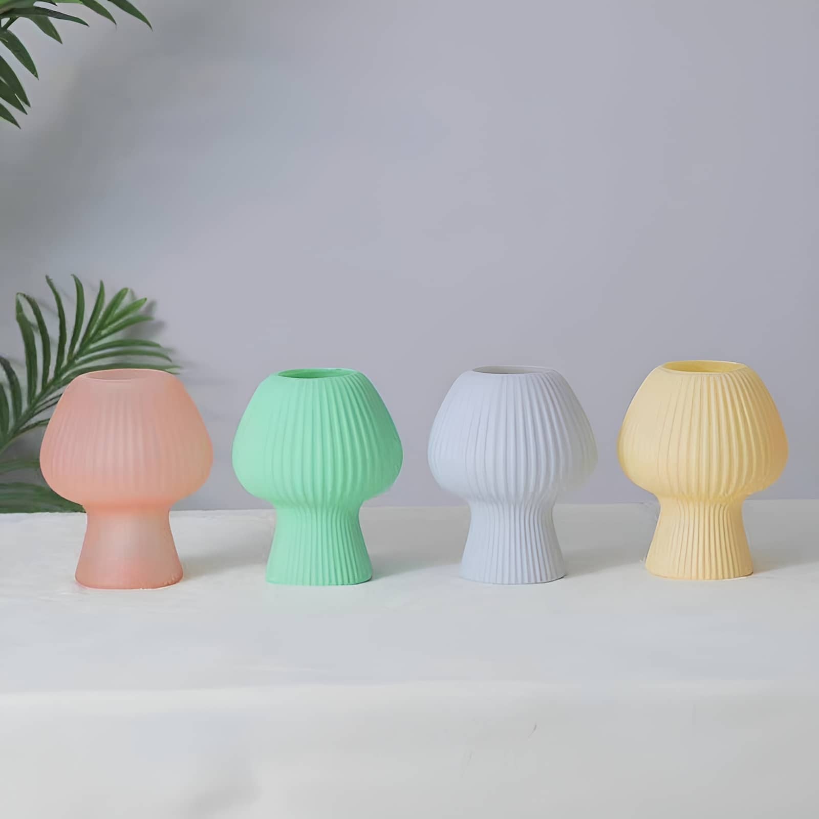 Cute Ribbed Glass Mushroom Bedside Lamp