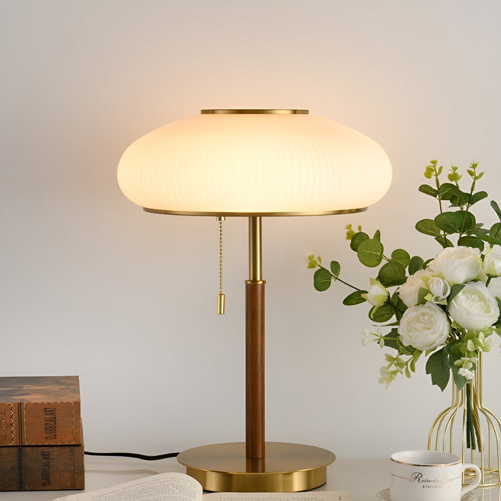 French Style Matsutake Glass Table Lamp