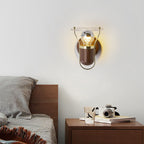 Industrial Orbit Walnut Wooden Wall Light