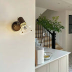 Industrial Orbit Walnut Wooden Wall Light