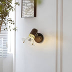 Industrial Orbit Walnut Wooden Wall Light