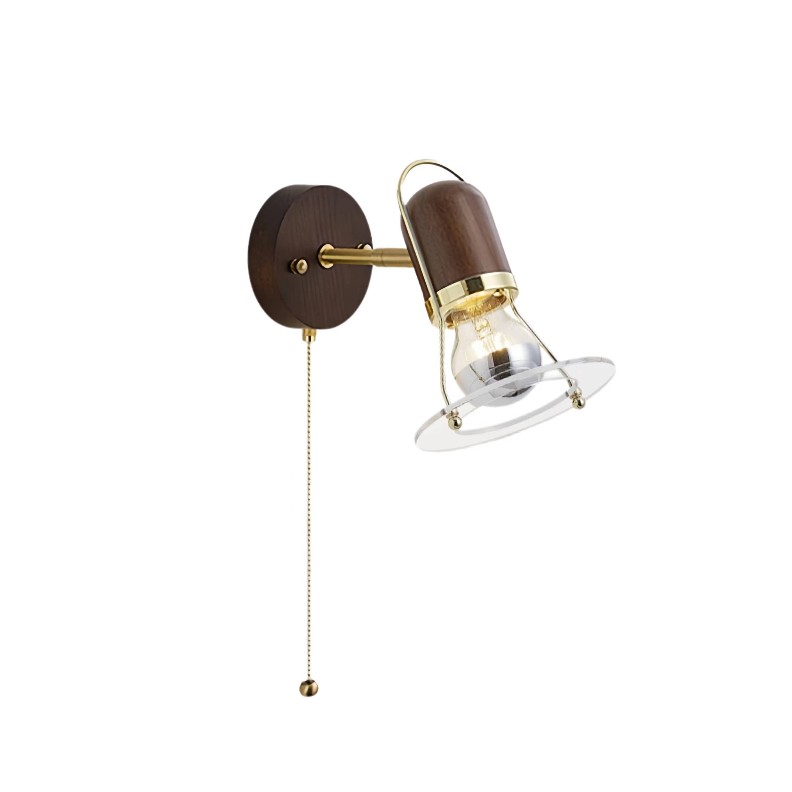 Industrial Orbit Walnut Wooden Wall Light