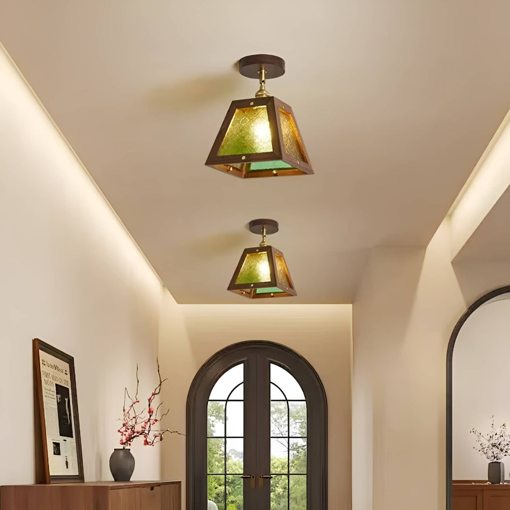 Industrial Wooden Frame Rustic Ceiling Light
