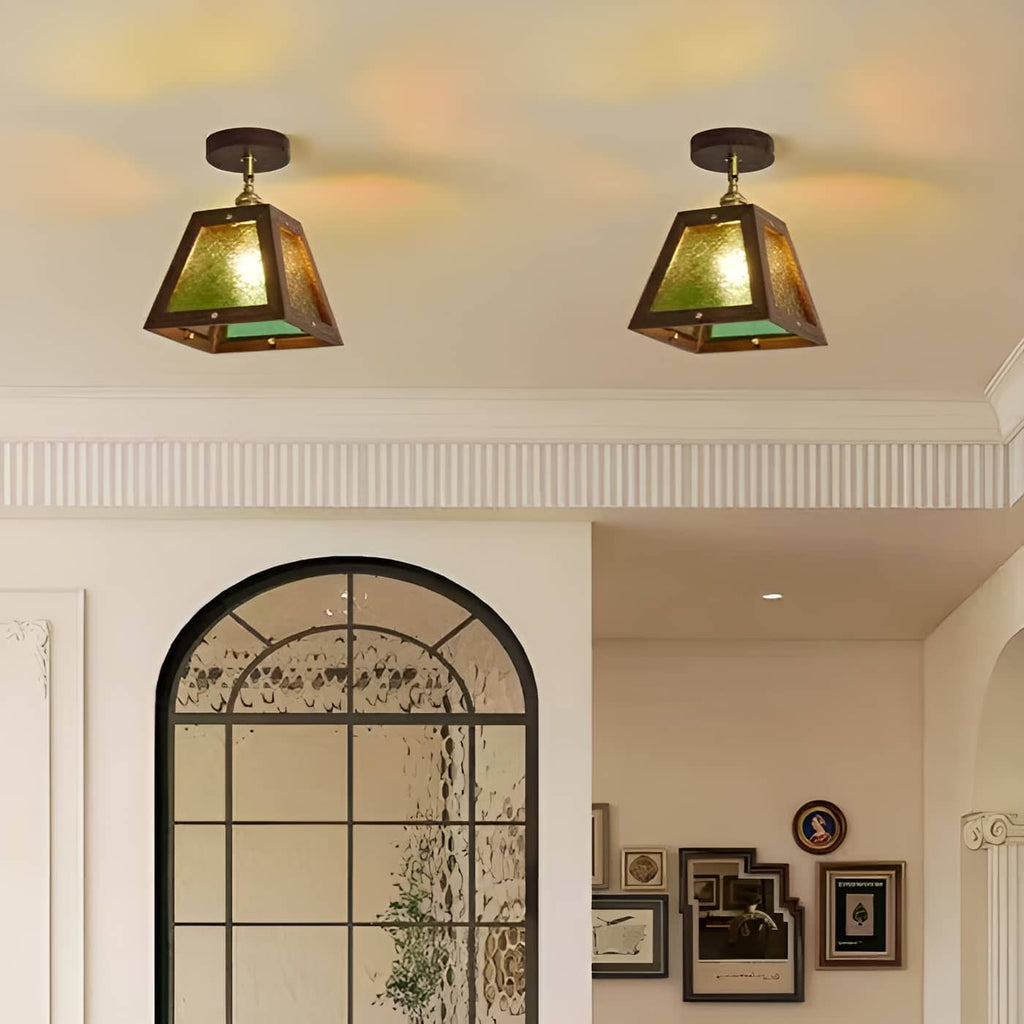 Industrial Wooden Frame Rustic Ceiling Light