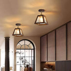 Industrial Wooden Frame Rustic Ceiling Light