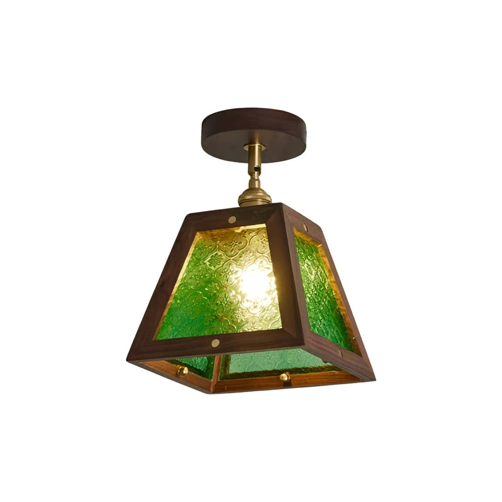 Industrial Wooden Frame Rustic Ceiling Light