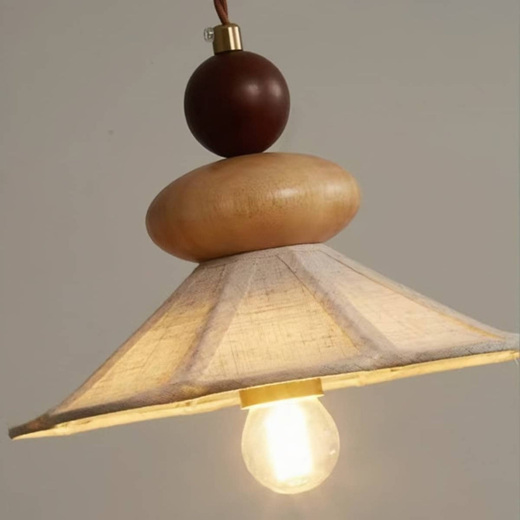 Japandi Fabric Shade Bedside Hanging Lamp