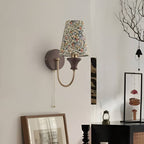 Japanese Wooden Base Wall Light with Fabric Shade