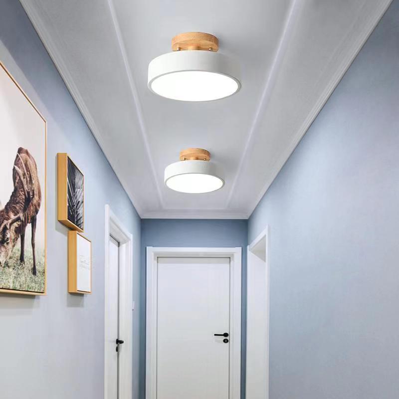 Scandinavian Macaron Drum Wooden Ceiling Light
