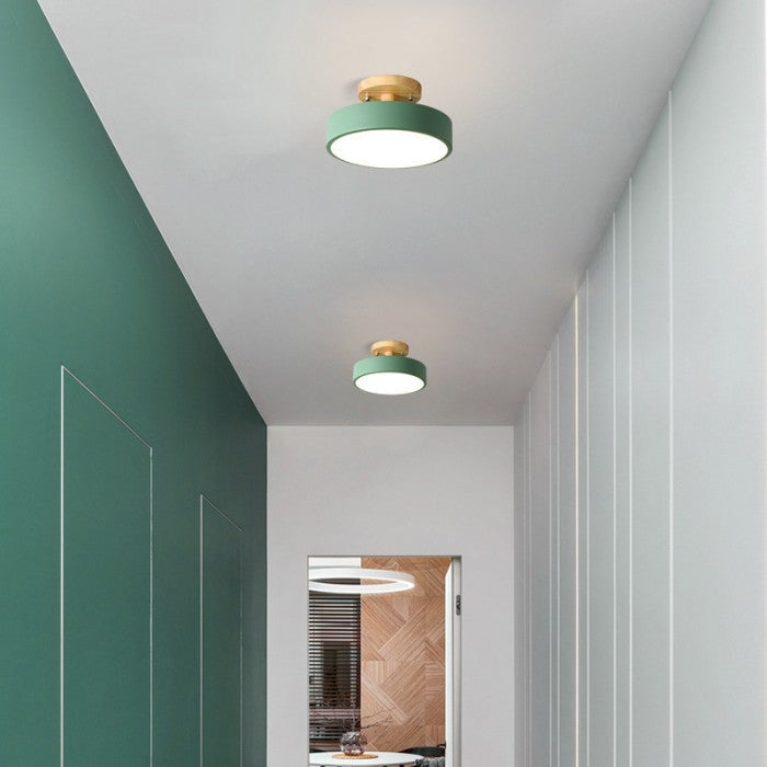 Scandinavian Macaron Drum Wooden Ceiling Light
