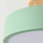 Scandinavian Macaron Drum Wooden Ceiling Light