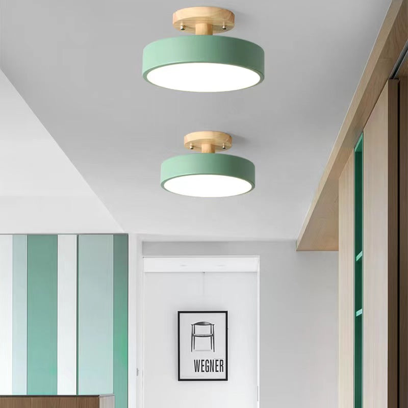 Scandinavian Macaron Drum Wooden Ceiling Light