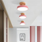 Scandinavian Macaron Drum Wooden Ceiling Light