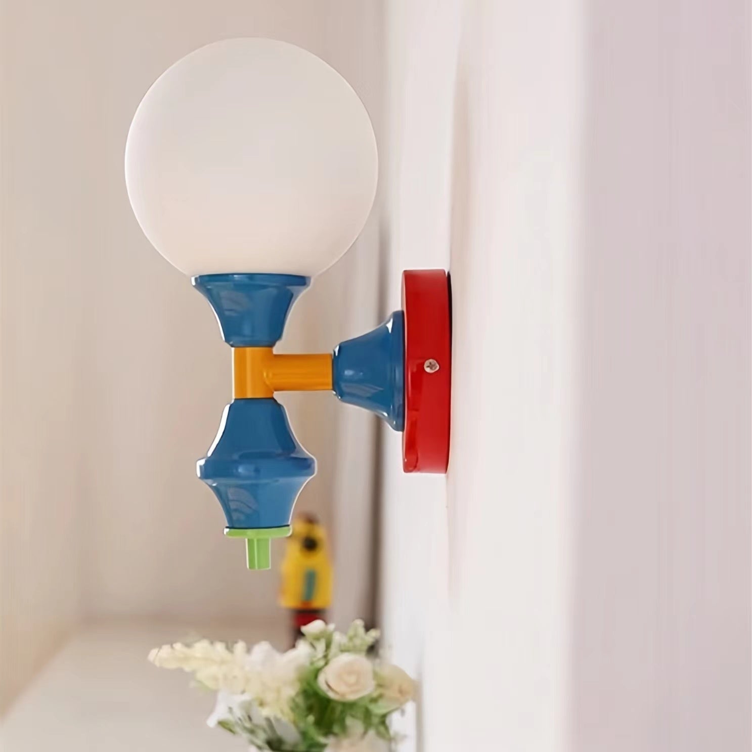 Memphis Glass Globe Colorful Wall Light