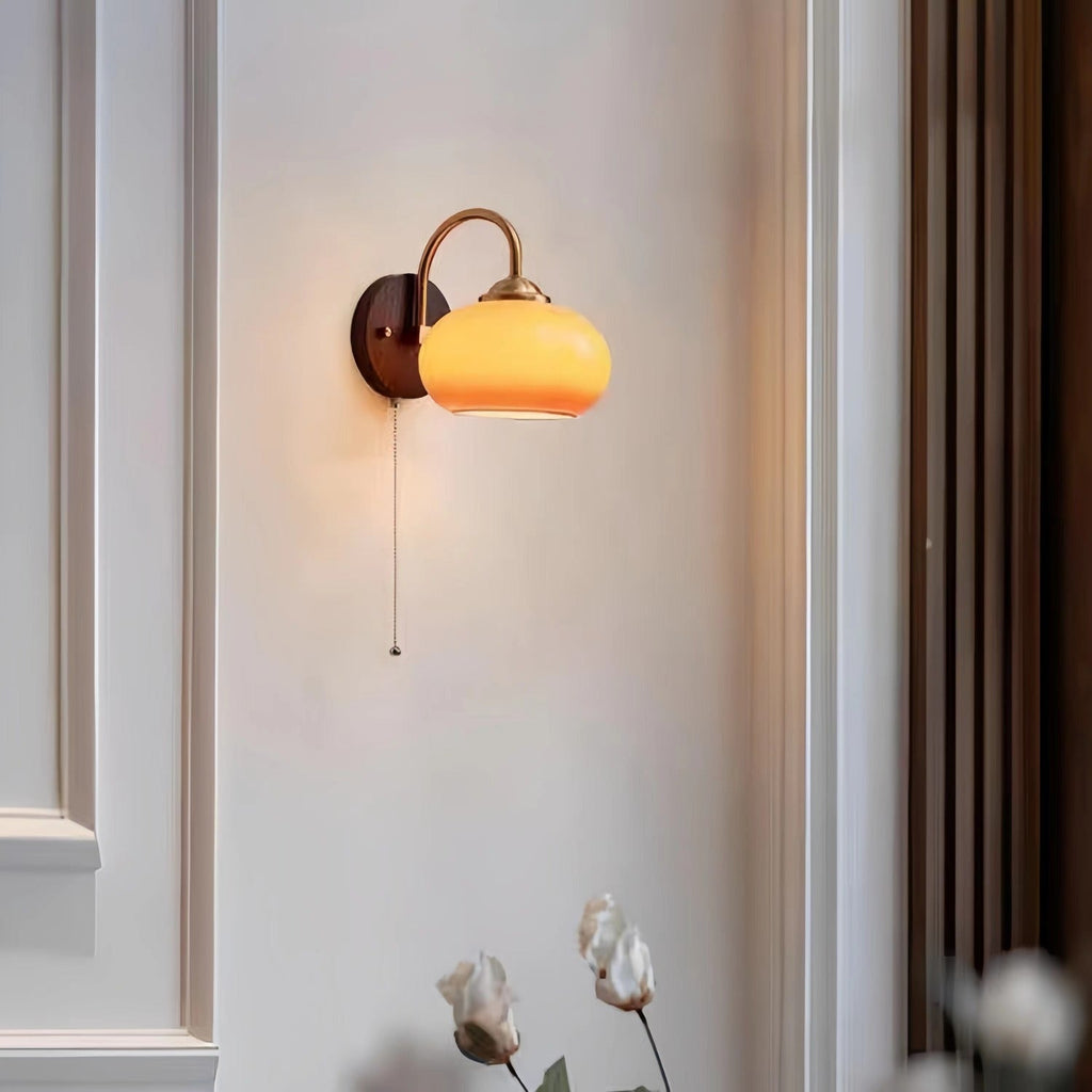Mid Century Bauhaus Oval Glass Wall Light
