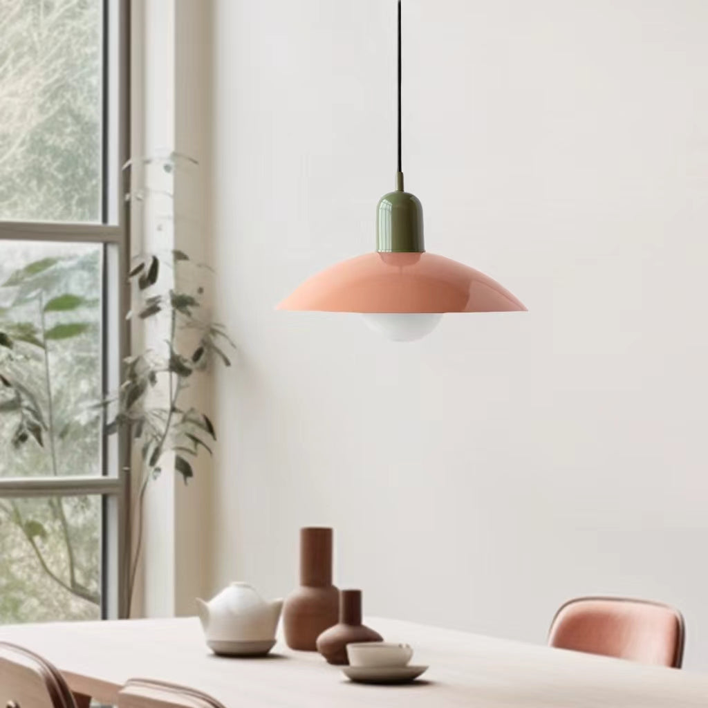 Mid Century Modern Saucer Colorful Pendant Light