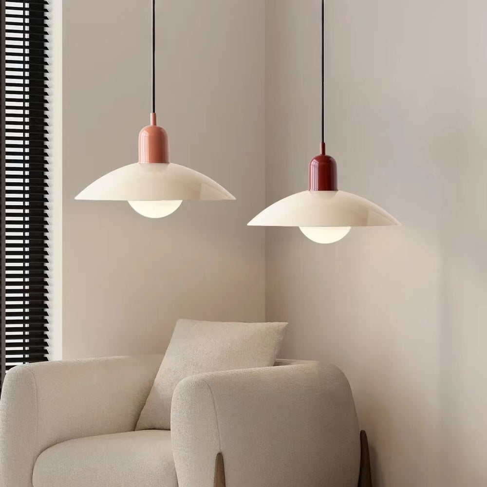 Mid Century Modern Saucer Colorful Pendant Light