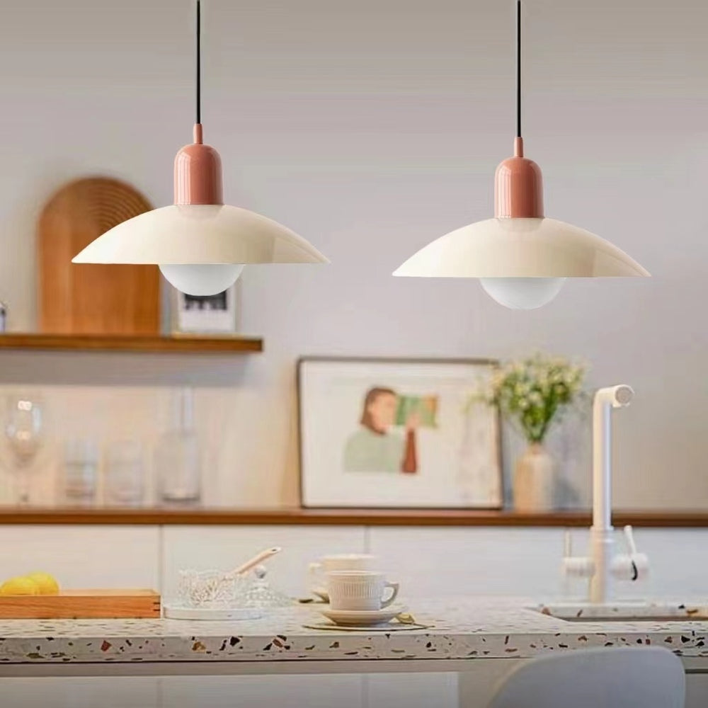 Mid Century Modern Saucer Colorful Pendant Light