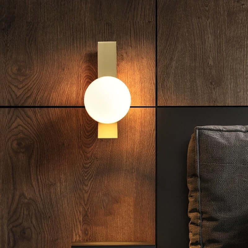 Mid Century Stylish Glass Globe Golden Wall Light
