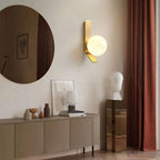 Mid Century Stylish Glass Globe Golden Wall Light