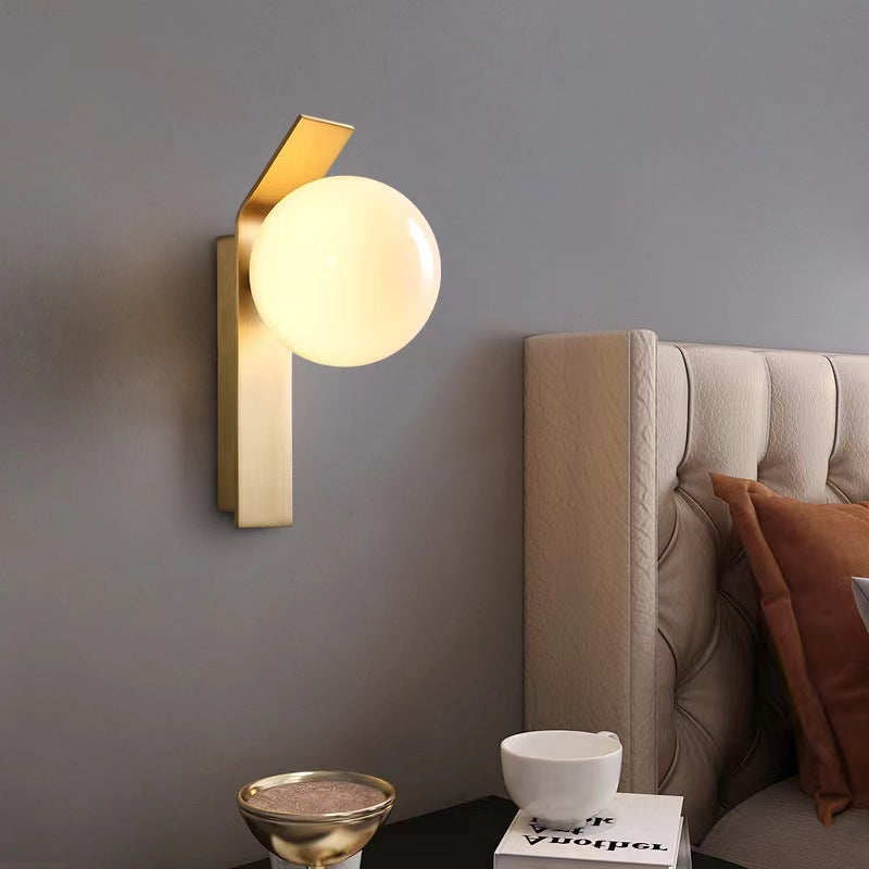 Mid Century Stylish Glass Globe Golden Wall Light