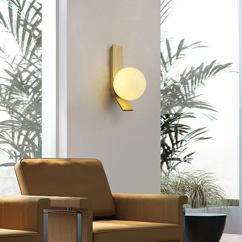 Mid Century Stylish Glass Globe Golden Wall Light