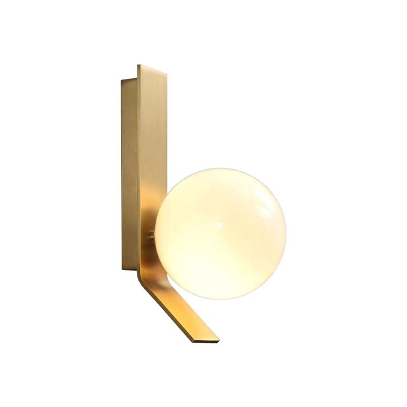 Mid Century Stylish Glass Globe Golden Wall Light