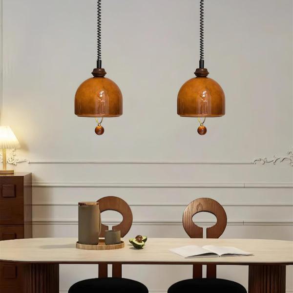 Mid Century Vintage Glass Pendant Light