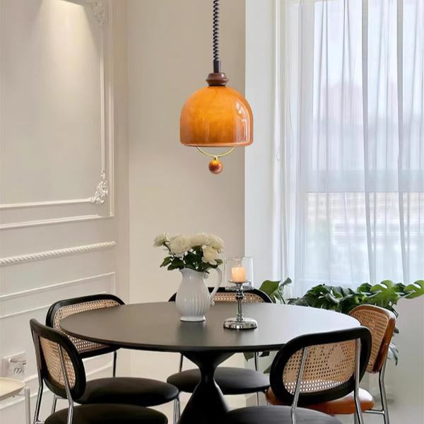 Mid Century Vintage Glass Pendant Light