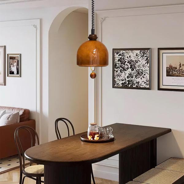Mid Century Vintage Glass Pendant Light