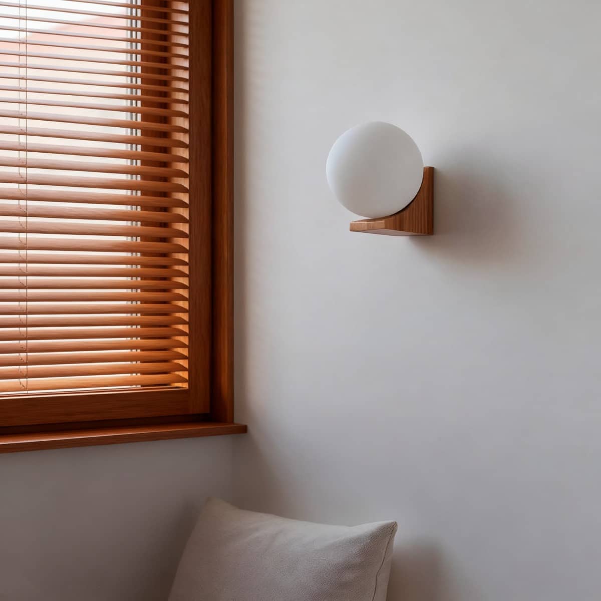 Minimalist Bracket Wood Wall Sconce with Globe Shade