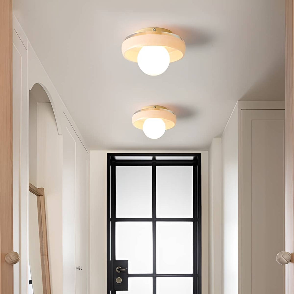 Modern Colored Glass Ceiling Light With White Globe