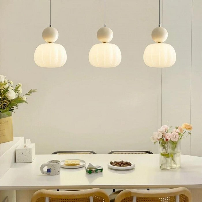 Modern Bauhaus Cream Pumpkin Pendant Light