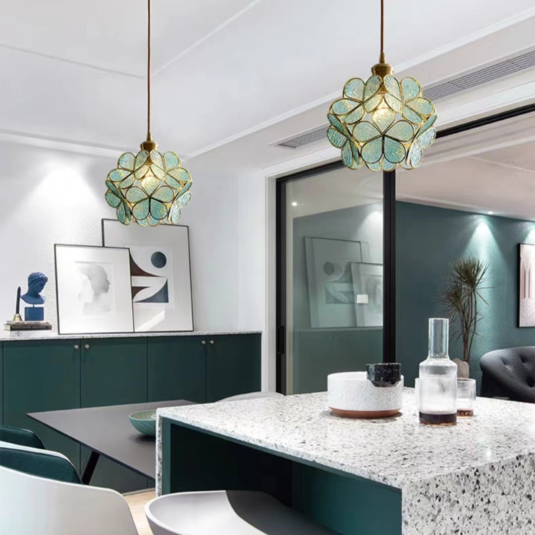 Modern Flower Petal Glass Pendant Light