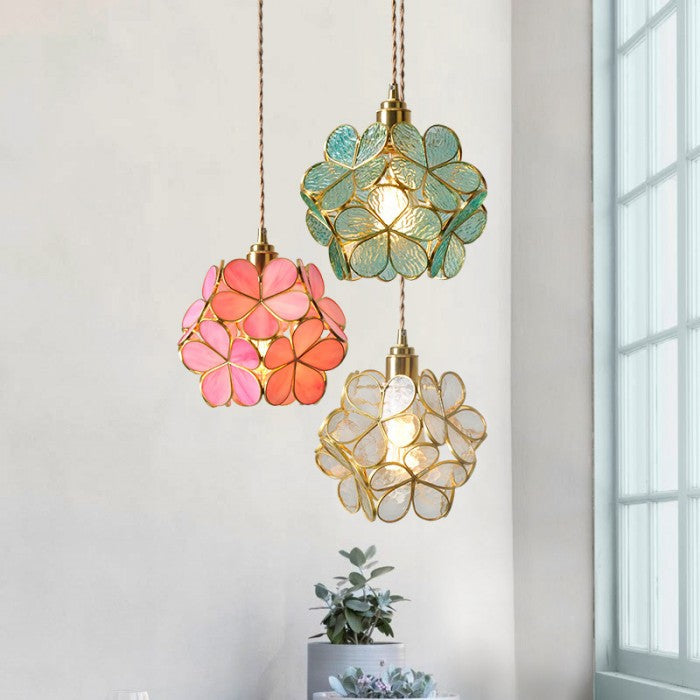 Modern Flower Petal Glass Pendant Light