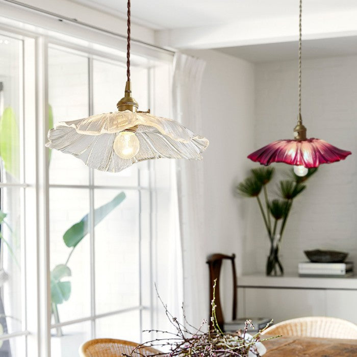 Modern Lotus Glass Pendant Light
