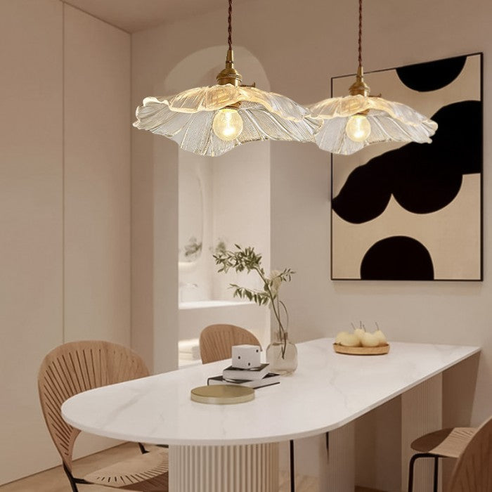 Modern Lotus Glass Pendant Light