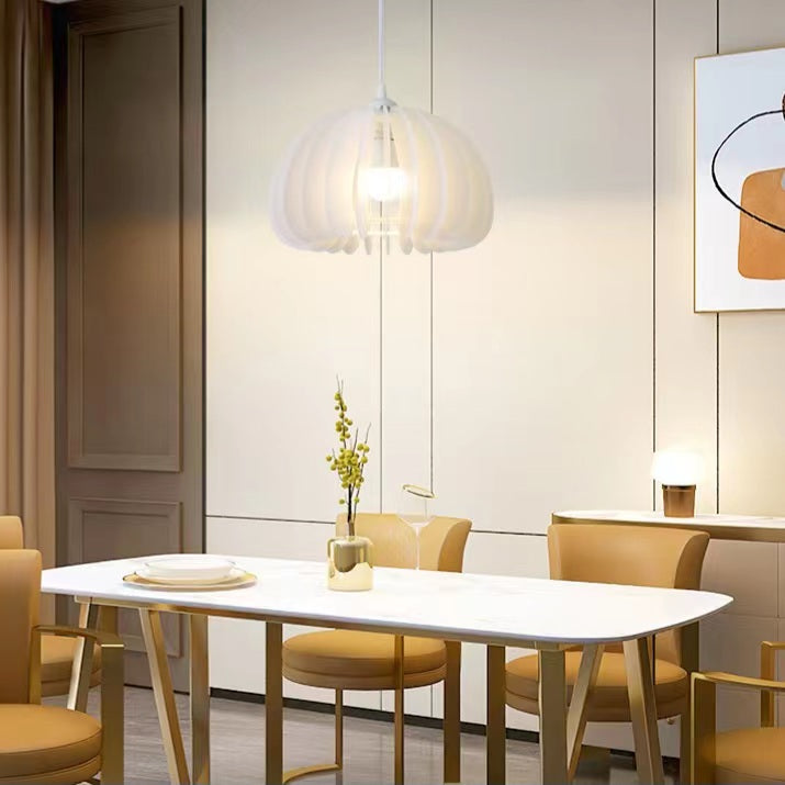 Contemporary Pumpkin White Pendant Light