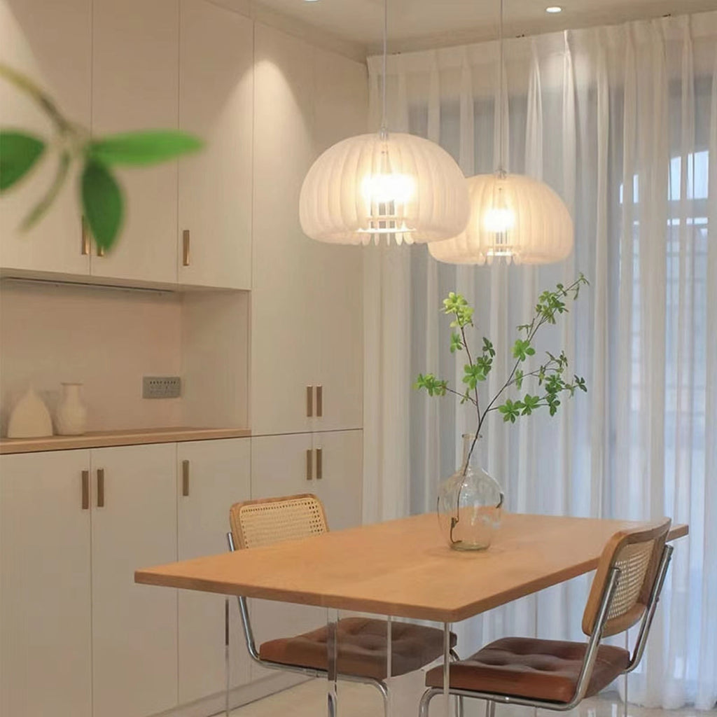 Contemporary Pumpkin White Pendant Light