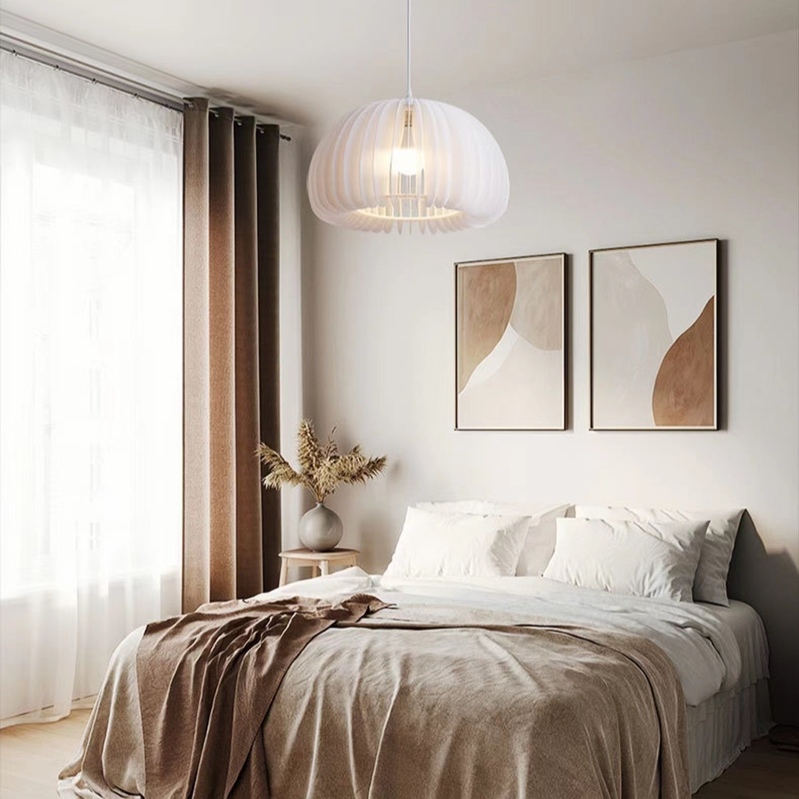 Contemporary Pumpkin White Pendant Light