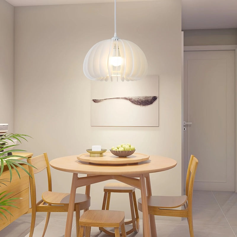 Contemporary Pumpkin White Pendant Light