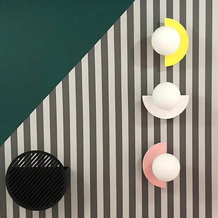 Macaron Glass Globe Bedside Wall Light