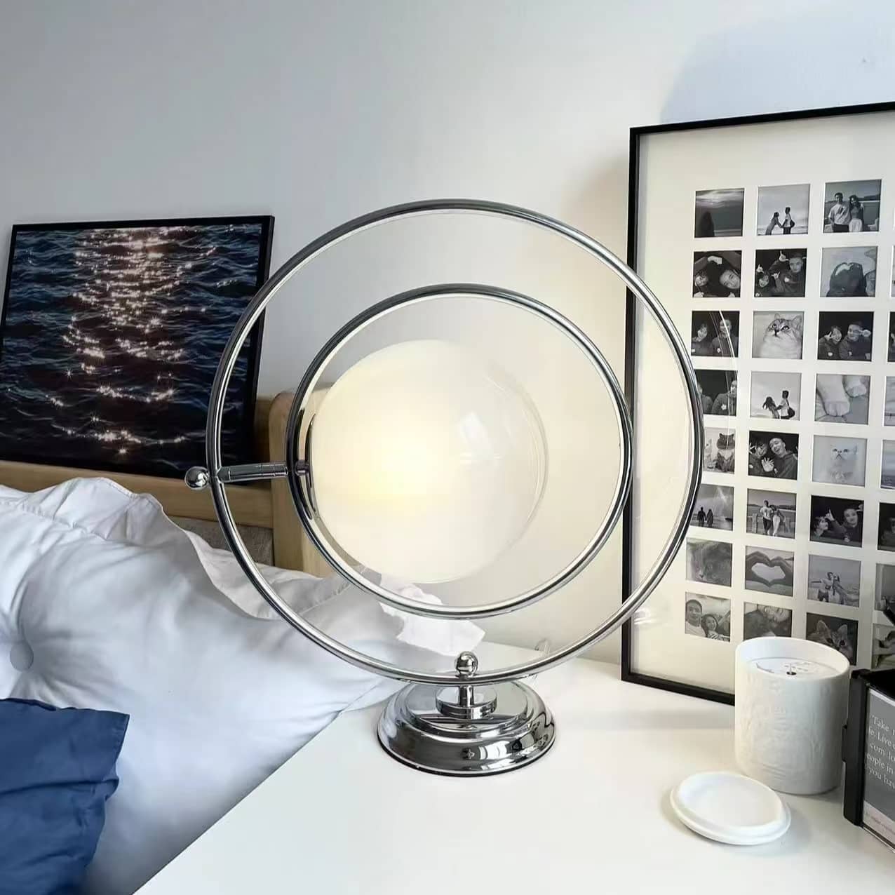 Space Age Rotatable Glass Planet Table Lamp