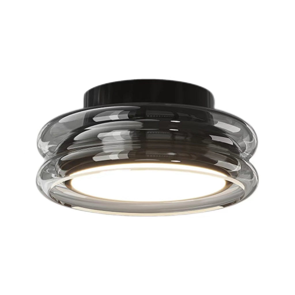 Round Glass Smoke Grey Ceiling Light