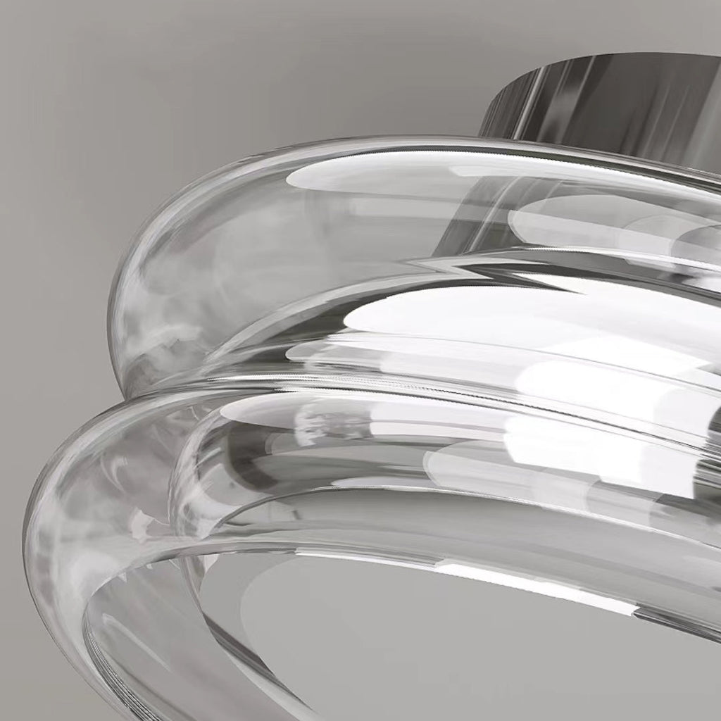 Round Glass Smoke Grey Ceiling Light