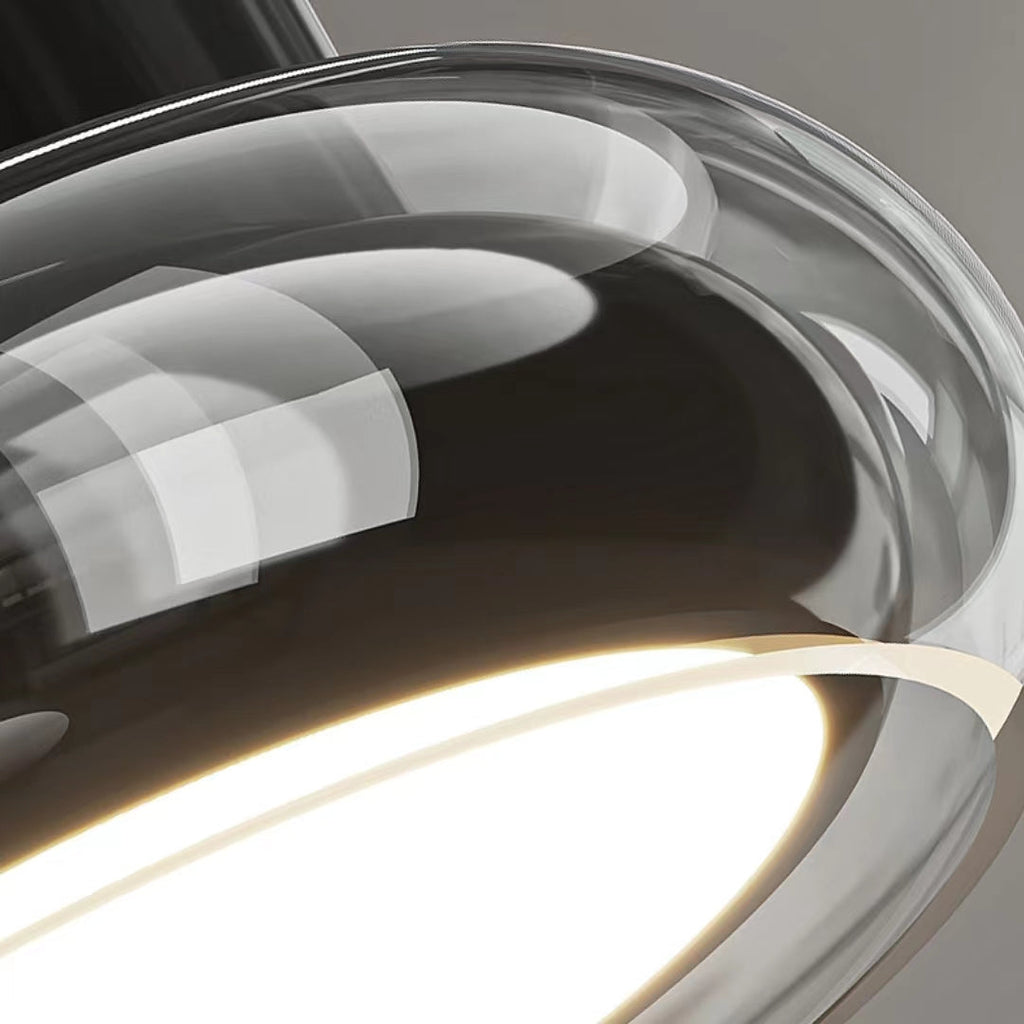 Round Glass Smoke Grey Ceiling Light