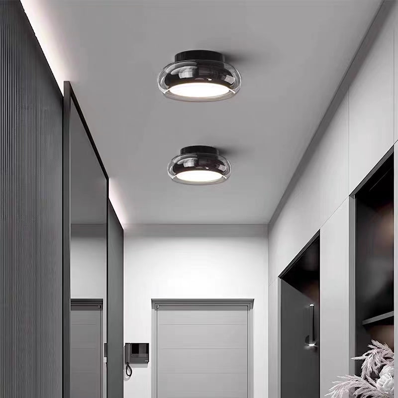 Round Glass Smoke Grey Ceiling Light