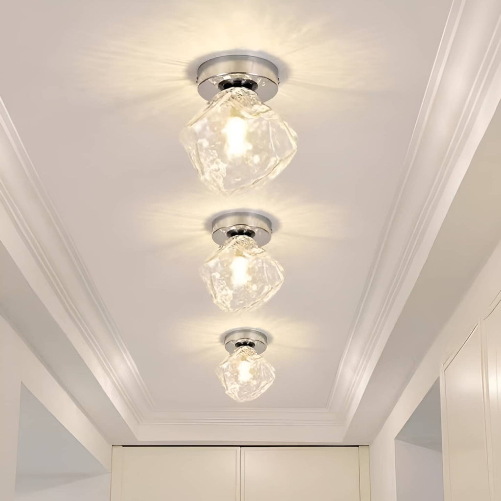 Modern Silver Glass Ice Cube Ceiling Light