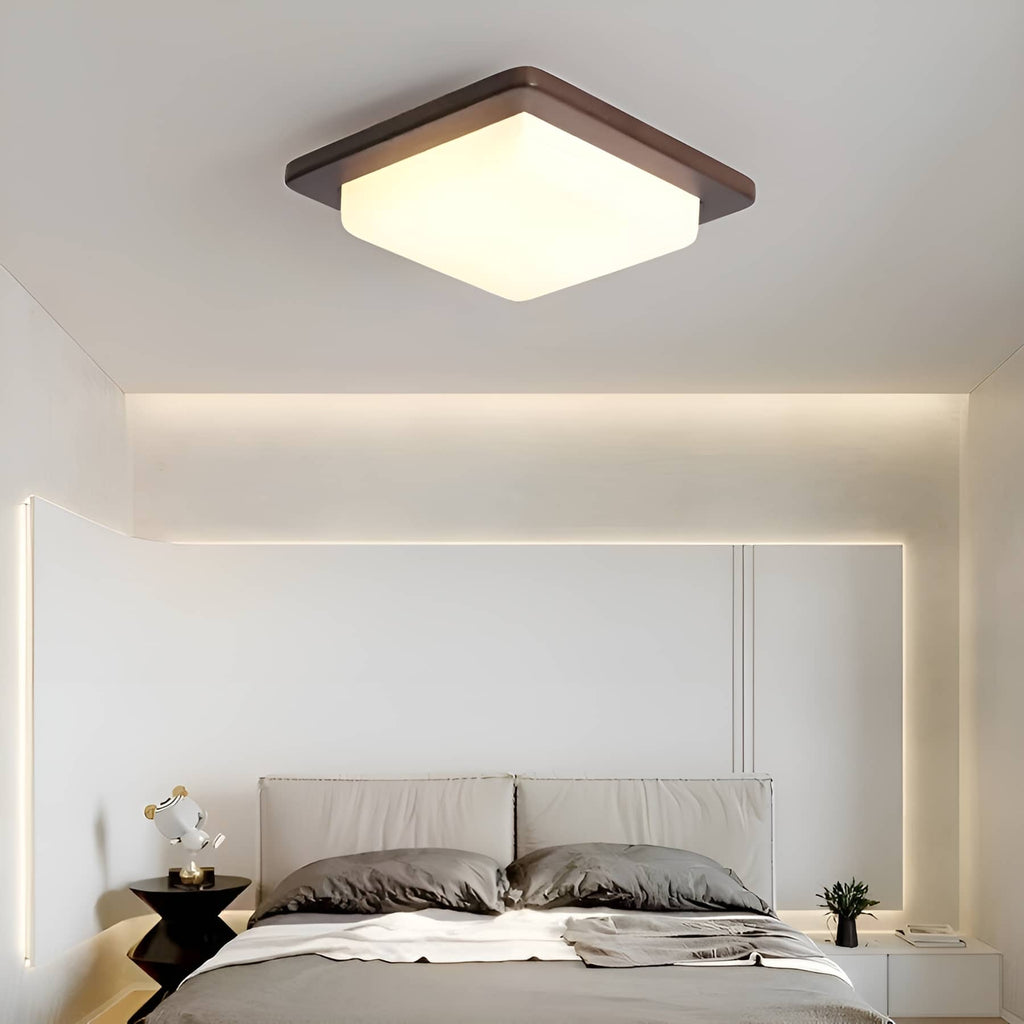 Modern Japanese Wooden Square Ceiling Light